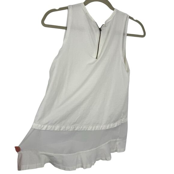 J Crew Womens Sleeveless Layered Top size Small White Chiffon Hem Zipper Back - Picture 2 of 12